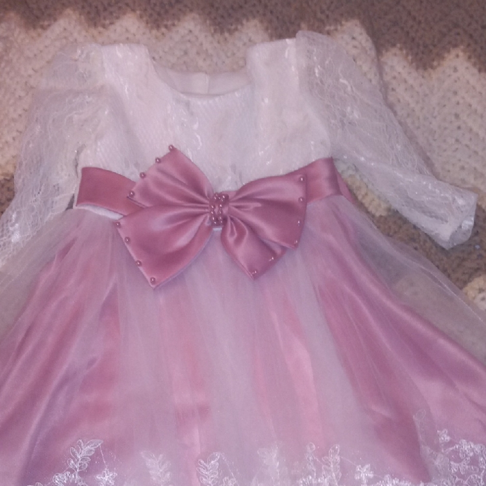 Elegant Pink and White Kids Dress